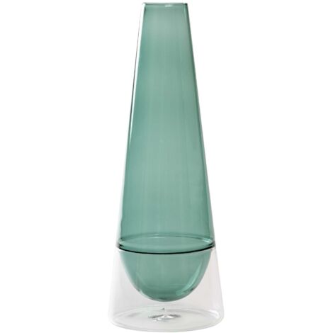 Vase Conosfera 163 en verre borosilicaté soufflé à la main, design élancé et élégant, technique incalmo, couleur Vert lac, hauteur 163 centimètres