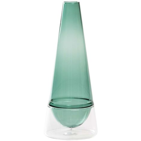 Vase Conosfera 58 en verre borosilicaté soufflé à la bouche, technique incalmo, couleur Vert lagon, objet de décoration au design unique