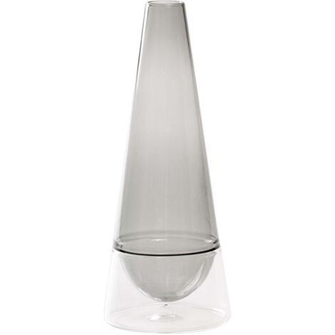Vase Conosfera 58 en verre borosilicaté soufflé à la main, design élégant avec technique incalmo, couleur Gris, accessoire de décoration artistique