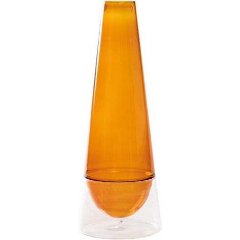 Vase Conosfera en Verre Soufflé 163 Couleur Ambre - Design Artisanal en Borosilicate avec Technique Incalmo pour Décoration d'Intérieur de Luxe
