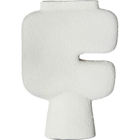 Vase contemporain blanc en résine finition brute design épuré - Blanc finition brute contemporaine