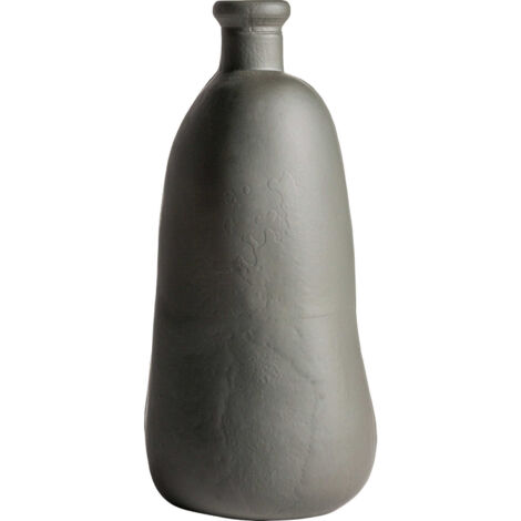 Vase contemporain en verre gris finition vieillie style ethnique - Gris patiné effet vieilli