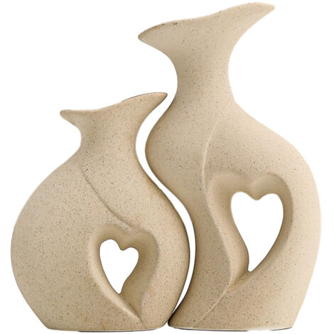 Vase créatif de coeur céramique haut de gamme en couleur crème dans un coffret foam