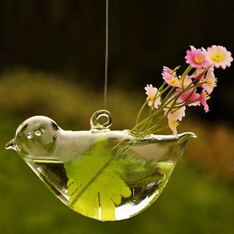 Vase Creative Birds en Verre Transparent pour la Culture Hydroponique, Taille S/M/L, Modèles Hanging Bird Shape en Paquet de 1 Pièce pour Maison et Décoration Jardins
