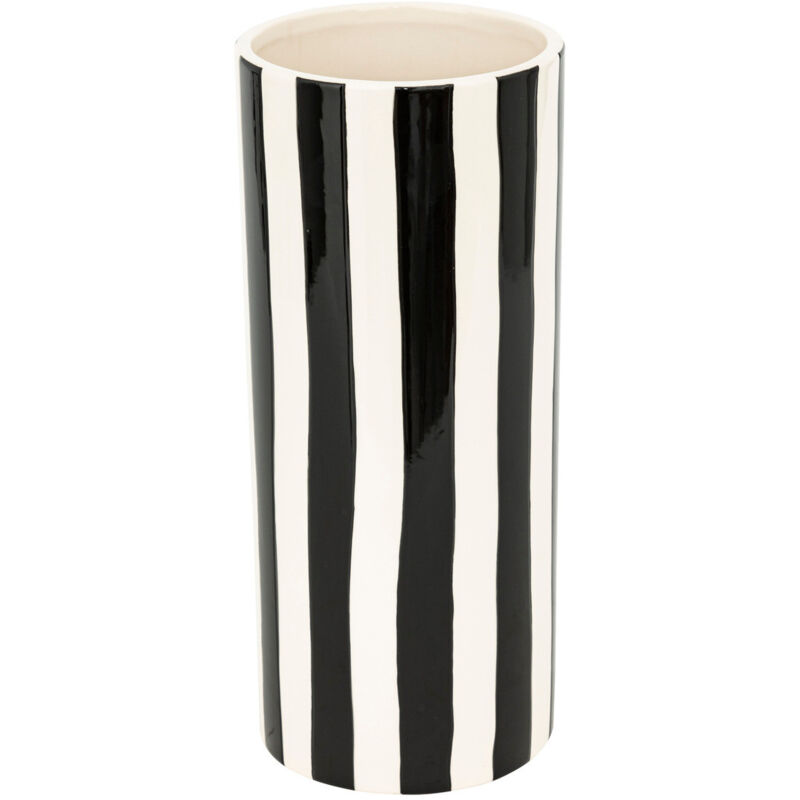 Vase en céramique brillante à rayure Noire H 30 cm - Atmosphera