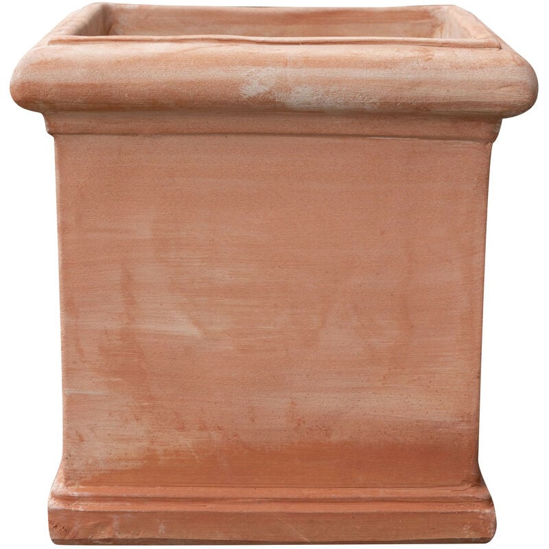 Pot en terre cuite Pot de fleurs d'extérieur Vase cube 44x44 cm Jardinière carrée Pot de jardin Jarre Fait main Made in Italy