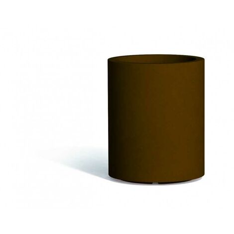 Vase cylindrique moderne au design épuré, Ø40 H50, en polymère brun résistant, pour l'intérieur et l'extérieur - Fabriqué en Italie - Monacis