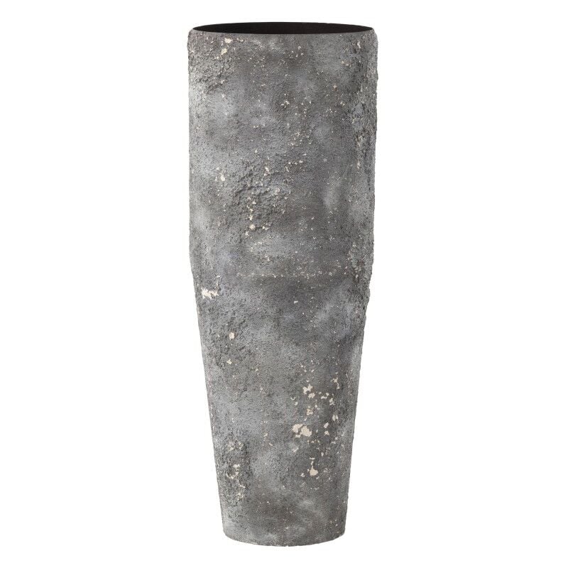Jolipa - Vase cylindrique rugueux en métal gris 25x25x71cm