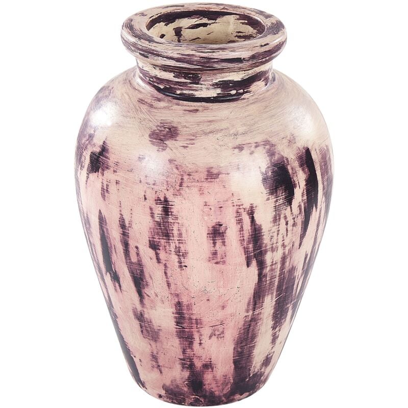 Beliani - Vase Décoratif Artisanal avec Effet Vieilli en Terre Cuite Violet Beige Amathus