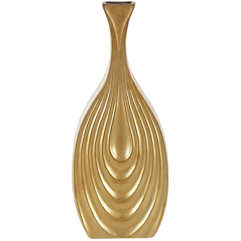 Beliani - Vase à fleurs Décoratif en Céramique Porcelaine 39 cm Style Moderne Doré Thapsus