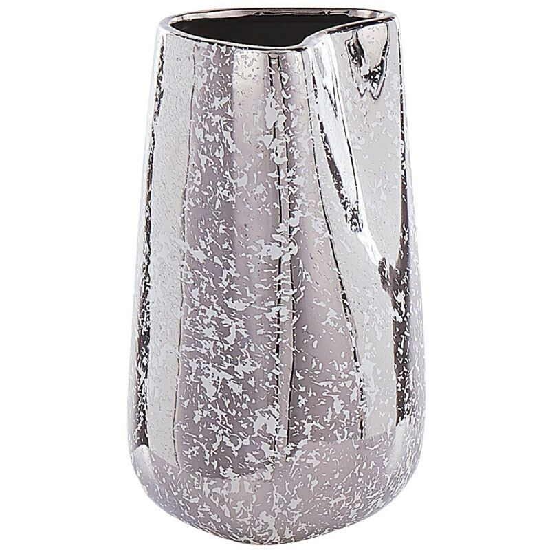 Beliani - Vase Décoratif en Grès Accessoire Moderne Maison 27 cm Argenté Cirta