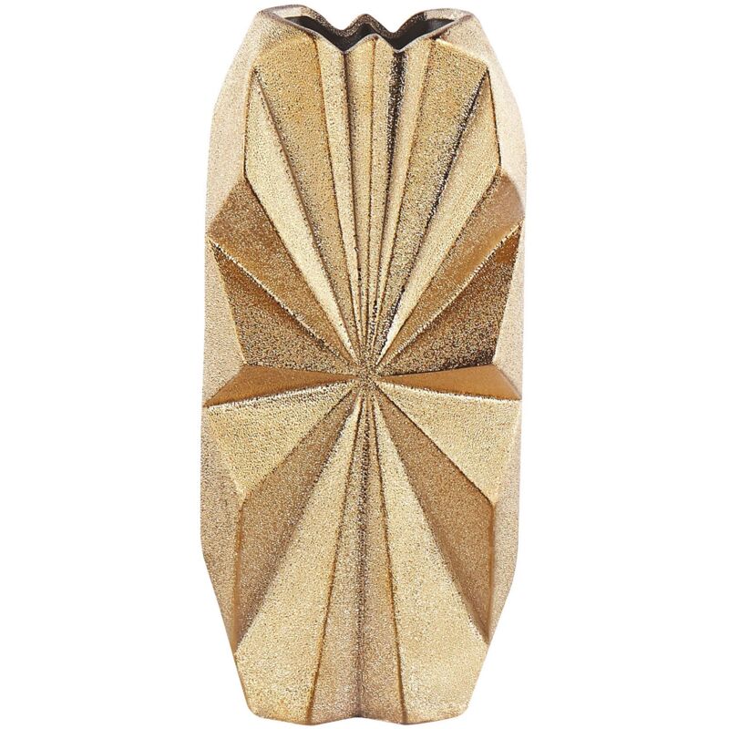 Beliani - Vase à Fleurs Décoratif en Grès Style Glamour 37 cm Doré Aelia