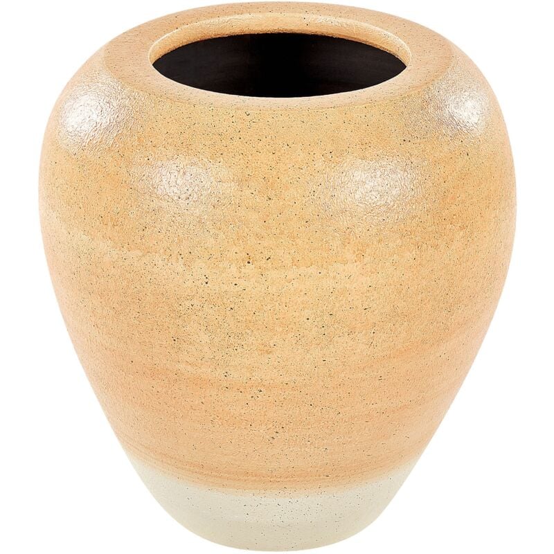 Beliani - Vase Décoratif Orange et Beige en Terre Cuite 34 cm Fait Main Poterie Lisse Skione