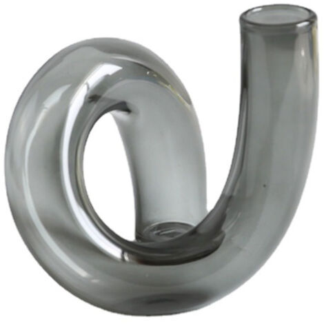 Vase de Déco - vase en verre décoratif gris irrégulier artisanal pour fleurs sèches, moderne élégant 12x12cm, idéal maison bureau