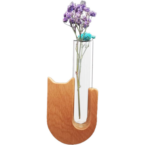 Vase de Fleurs pour Voiture  Coffret de Test Tube Hydroponique Upgradé Beech Wood  Décor Intérieur Automobile