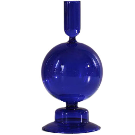 Vase de fleurs - Verre sphérique bleu - vase hydroponique multifonction pour centre de table et décoration d'intérieur