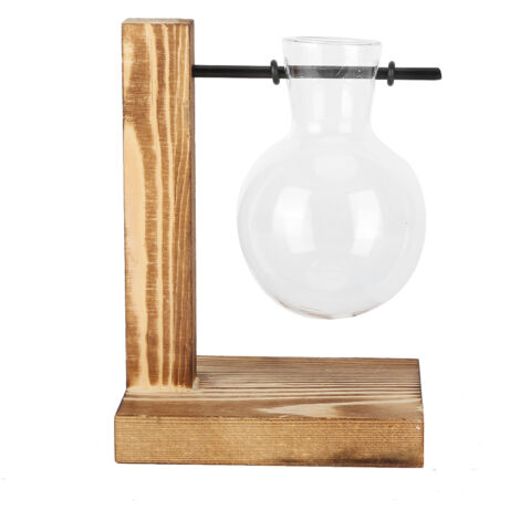 Vase de jardinière innovant avec support en bois Vase de culture hydroponique en verre transparent Décoration de bureau Type A