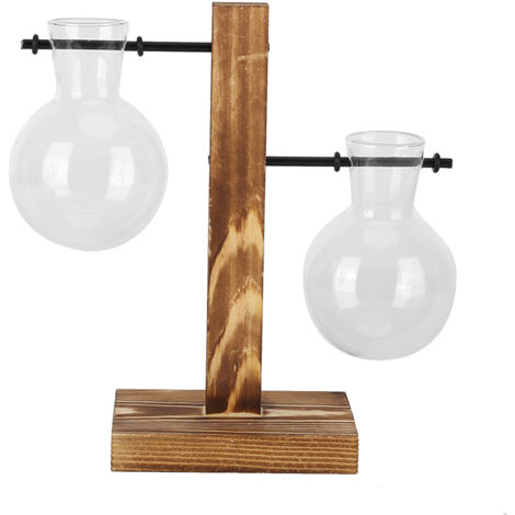 Vase de jardinière innovant avec support en bois Vase de culture hydroponique en verre transparent Décoration de bureauType B