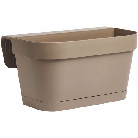 Vase de résine Balconiere B-Smart avec soucoupe et entretoise 36x16x19 cm LightGray