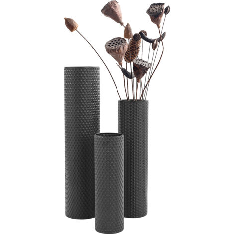 Vase de sol 70/55/40 cm d'altitude Ensemble de 3 vases de sol en métal pour salon Vase de sol moderne à structure en nid d'abeille Grands vases de sol pour salle à manger, chambre à coucher, coin salo