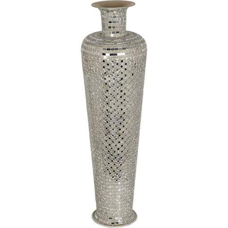 Vase de sol en mosaïque métal/argent