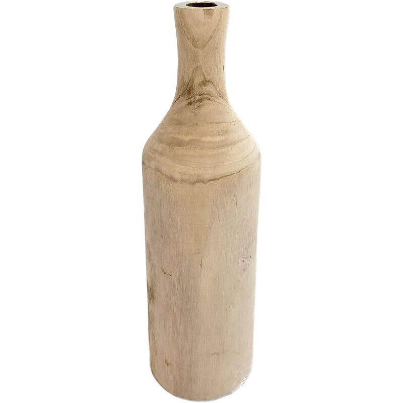 Vase de table en bois de haute qualité en forme de bouteille, environ 46 cm de haut en naturel