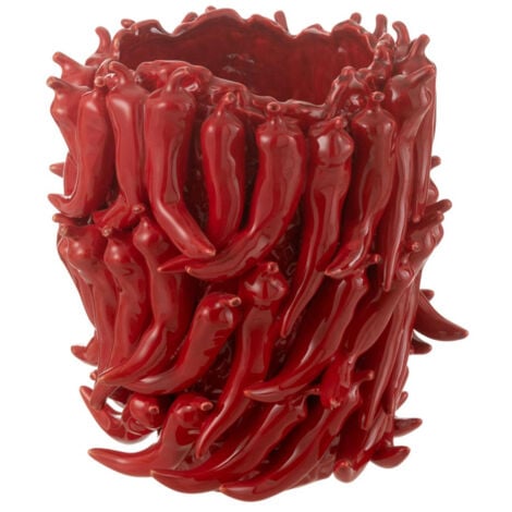 Vase Déco en Argile "Piments" 32cm Rouge