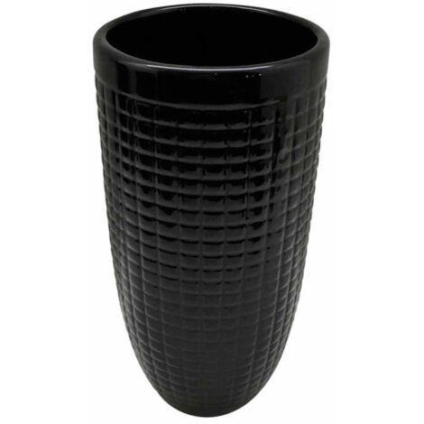 Vase Déco en Céramique "Quadri" 24cm Noir
