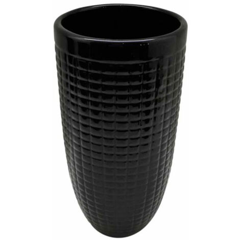 Vase Déco en Céramique "Quadri" 27cm Noir