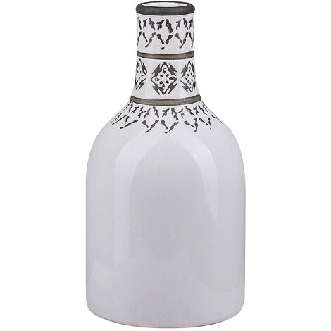 Vase Déco en Forme de Pichet en Céramique Blanc avec Motif Visage de Femme pour Intérieur Moderne ou Scandinave Beliani - Blanc