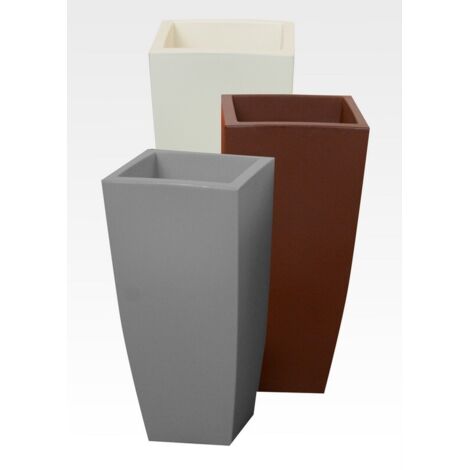 Vase de'co en re'sine gris pierre 33x33x70 cm pour ameublement inte'rieur et exte'rieur