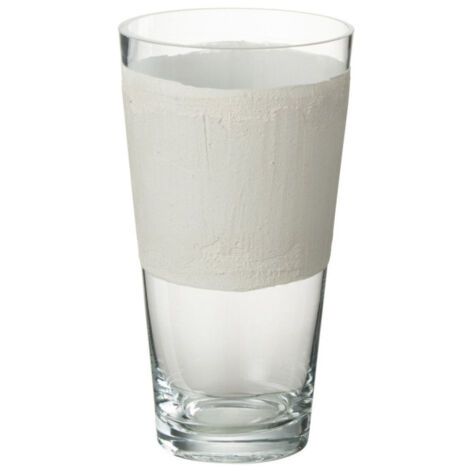 Vase Déco en Verre "Delph" 25cm Transparent & Blanc