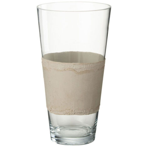 Vase Déco en Verre "Delph" 35cm Transparent & Beige