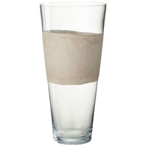 Vase Déco en Verre "Delph" 45cm Transparent & Beige
