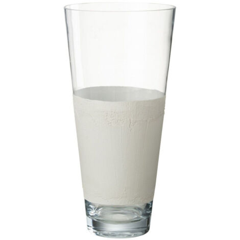 Vase Déco en Verre "Delph" 45cm Transparent & Blanc