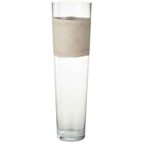 Vase Déco en Verre "Delph" 60cm Transparent & Beige