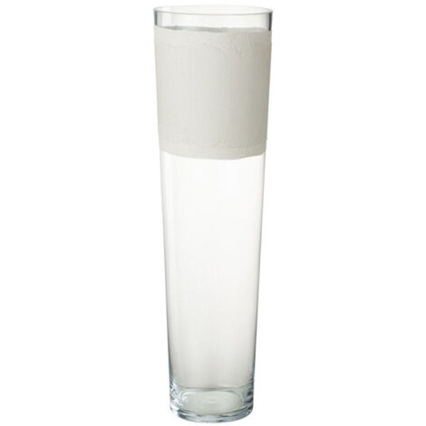 Vase Déco en Verre "Delph" 60cm Transparent & Blanc