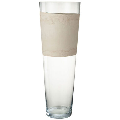 Vase Déco en Verre "Delph" 70cm Transparent & Beige