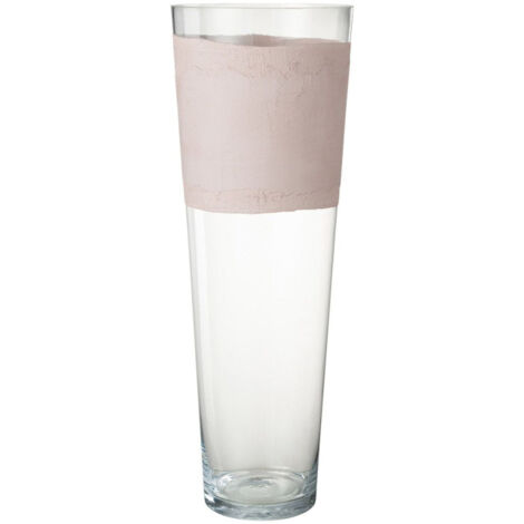Vase Déco en Verre "Delph" 70cm Transparent & Rose