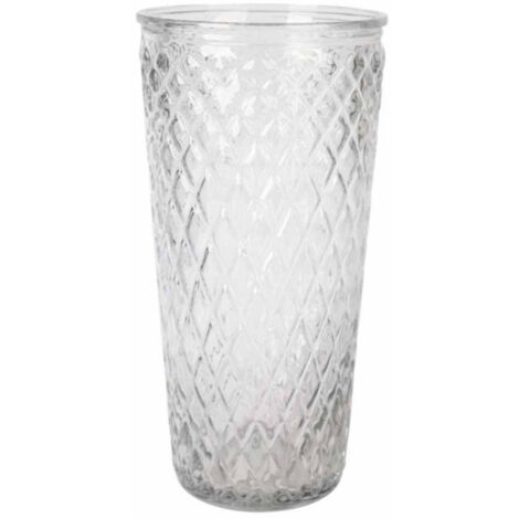 Vase Déco en Verre "Relief Losange" 23cm Transparent