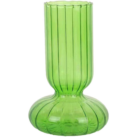 Vase Déco Glass Stripes Colorful Transparent Green Hydroponic pour Arrangement Fleurs Salon Modèle StripesVert