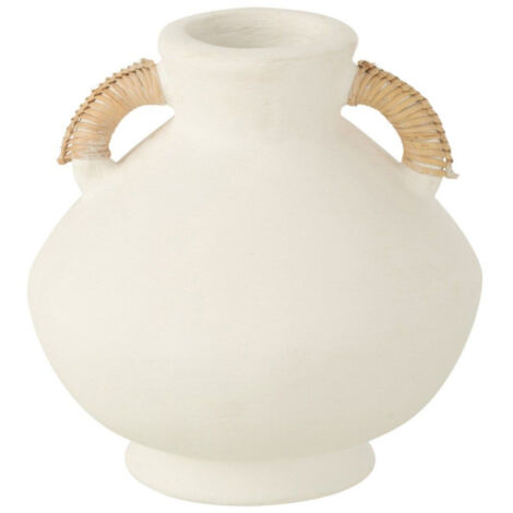 Vase Déco "Léo" 30cm Blanc & Naturel