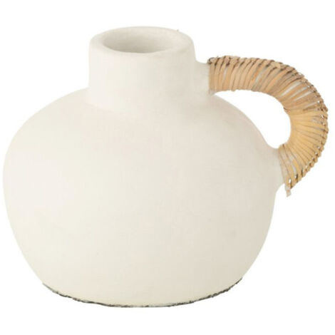 Vase Déco "Léo" 36cm Blanc & Naturel