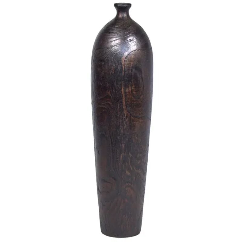Meubletmoi - Vase décoratif 29 cm racine de bois de teck finition noire - gabriela