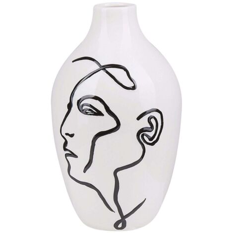 Vase Décoratif à Fleurs en Céramique Blanche 23 cm de Hauteur Accessoire Tendance pour Salon ou Chambre Moderne et Scandinave Beliani