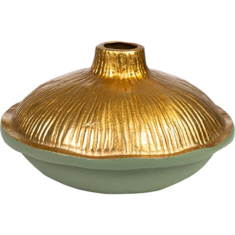 Vase décoratif aluminium vert doré style contemporain - doré vert amande