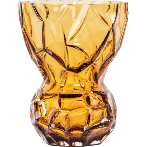 Vase décoratif ambré en verre soufflé style contemporain - ambre transparent