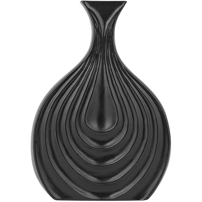 Vase Décoratif de Forme de Cruche fabriqué en Grès Noir de 25 cm de Hauteur au Style Moderne