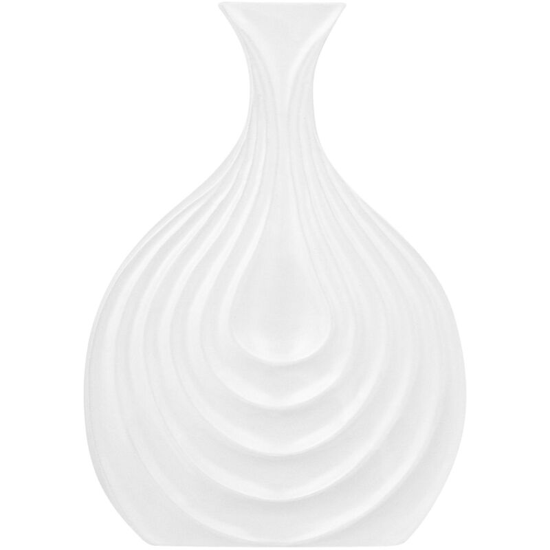 Beliani - Vase Décoratif de Forme de Cruche fabriqué en Grès Blanc de 25 cm de Hauteur au Style Moderne
