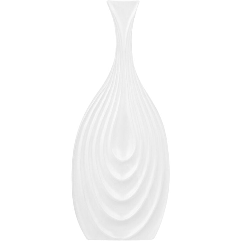 Beliani - Vase Décoratif de Forme de Cruche fabriqué en Céramique Blanche de 39 cm de Hauteur au Style Moderne